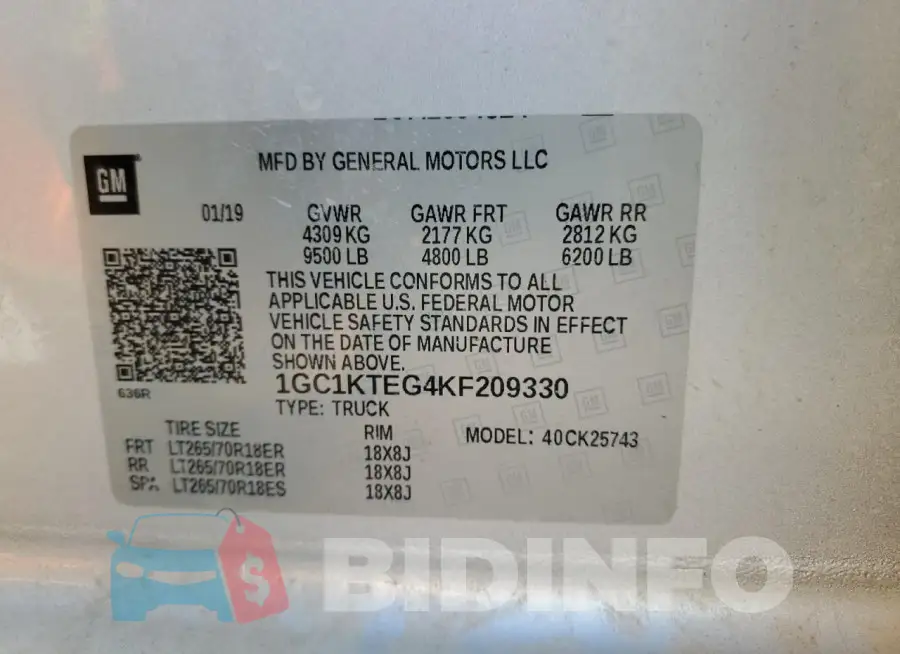1GC1KTEG4KF209330 Photo# 12
