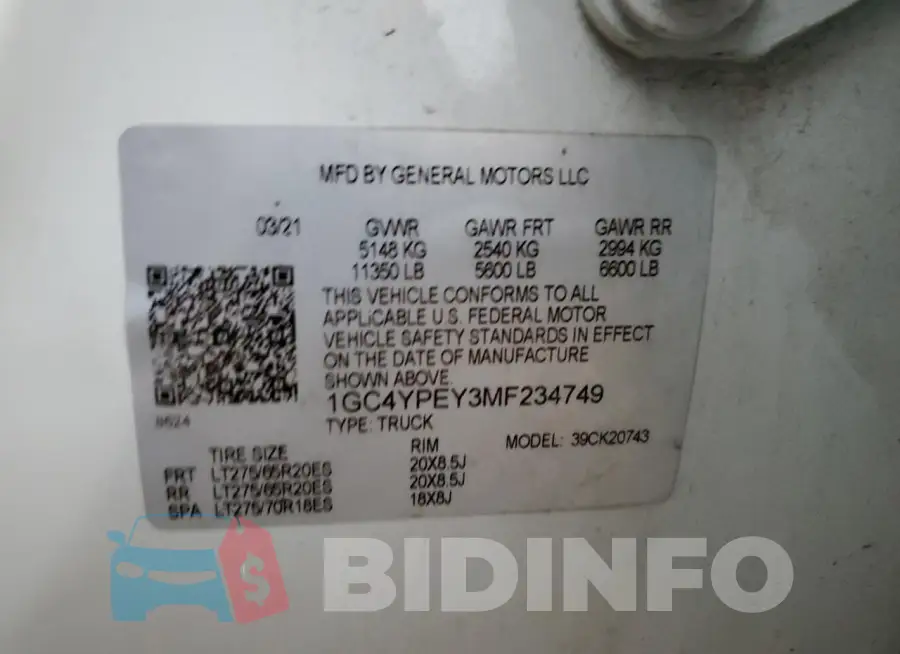 1GC4YLEY5MF113472 Photo# 12