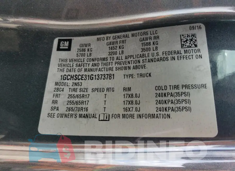 1GCHSCE31G1373781 Photo# 12