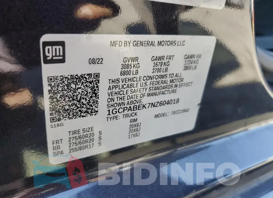 1GCPABEK7NZ604018 Photo# 13