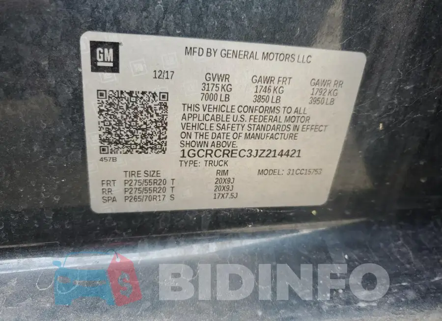 1GCRCREC3JZ214421 Photo# 12