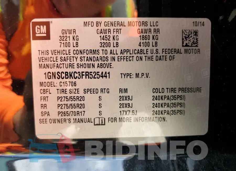 1GNSCBKC3FR525441 Photo# 14