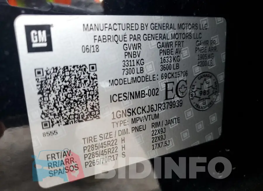 1GNSKCKJ6JR379939 Photo# 13
