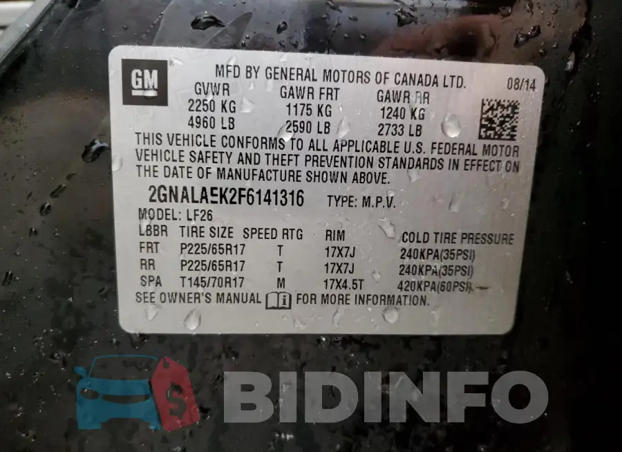 2GNALAEK2F6141316 Photo# 12