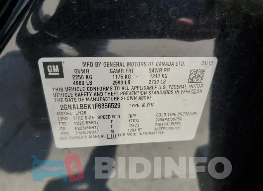 2GNALBEK1F6356529 Photo# 13