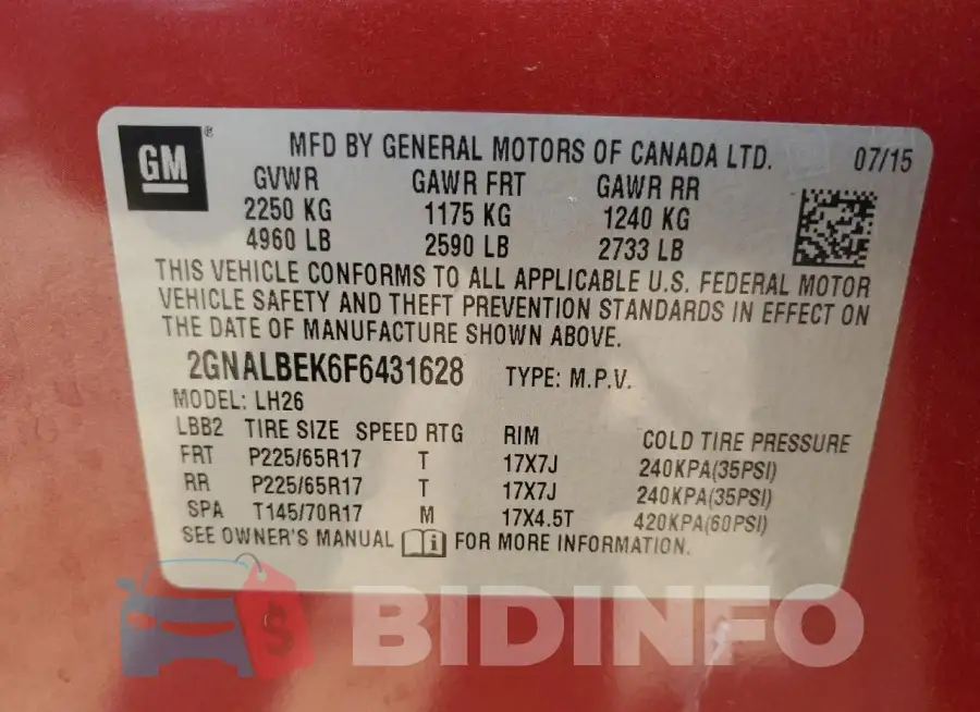 2GNALBEK6F6431628 Photo# 13