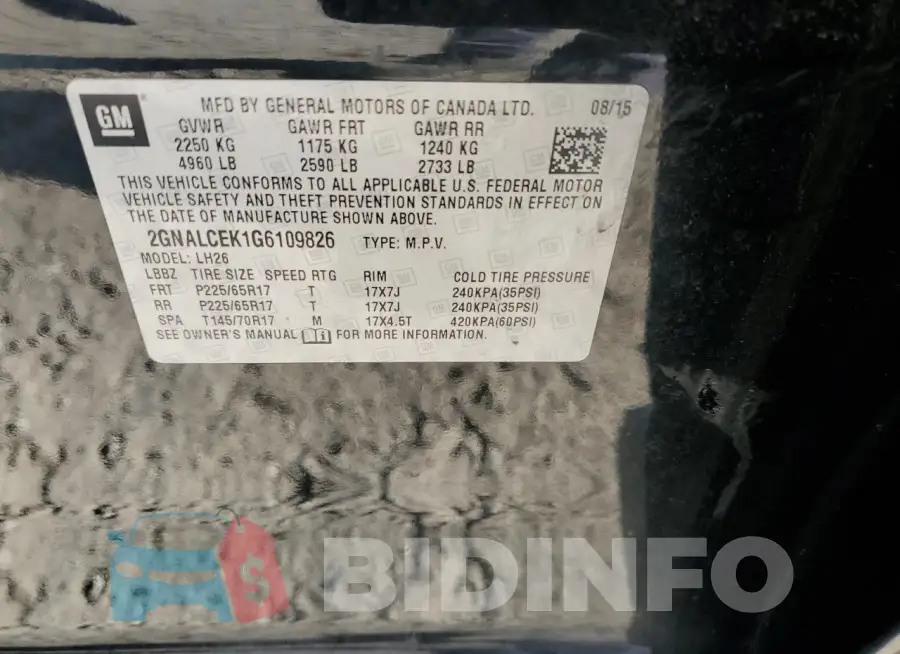 2GNALCEK1G6109826 Photo# 13