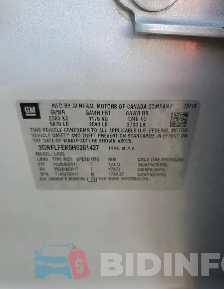 2GNFLFEK0H6261427 Photo# 13