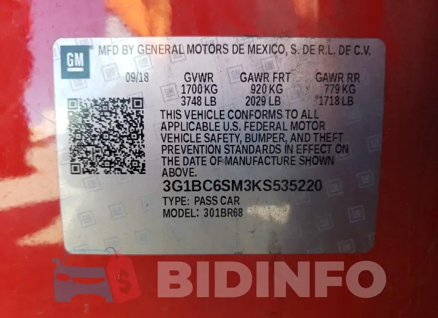 3G1BC6SM3KS535220 Photo# 12