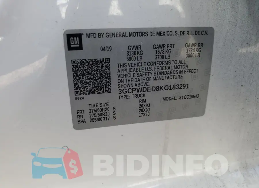 3GCPWDED8KG183291 Photo# 12