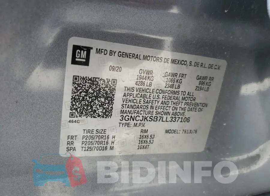 3GNCJKSB7LL337106 Photo# 13