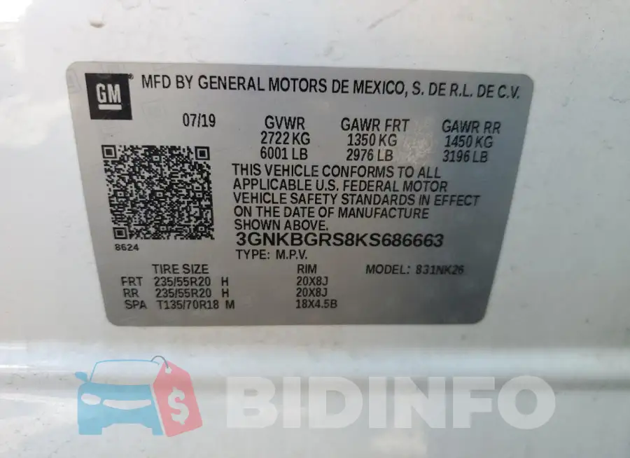 3GNKBGRS8KS686663 Photo# 13