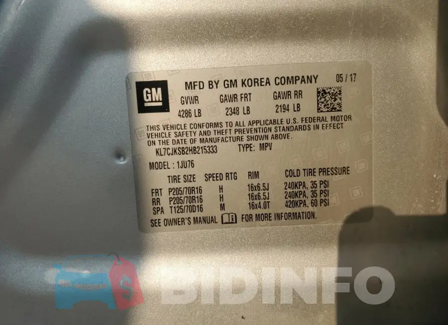 KL7CJKSB2HB215333 Photo# 12