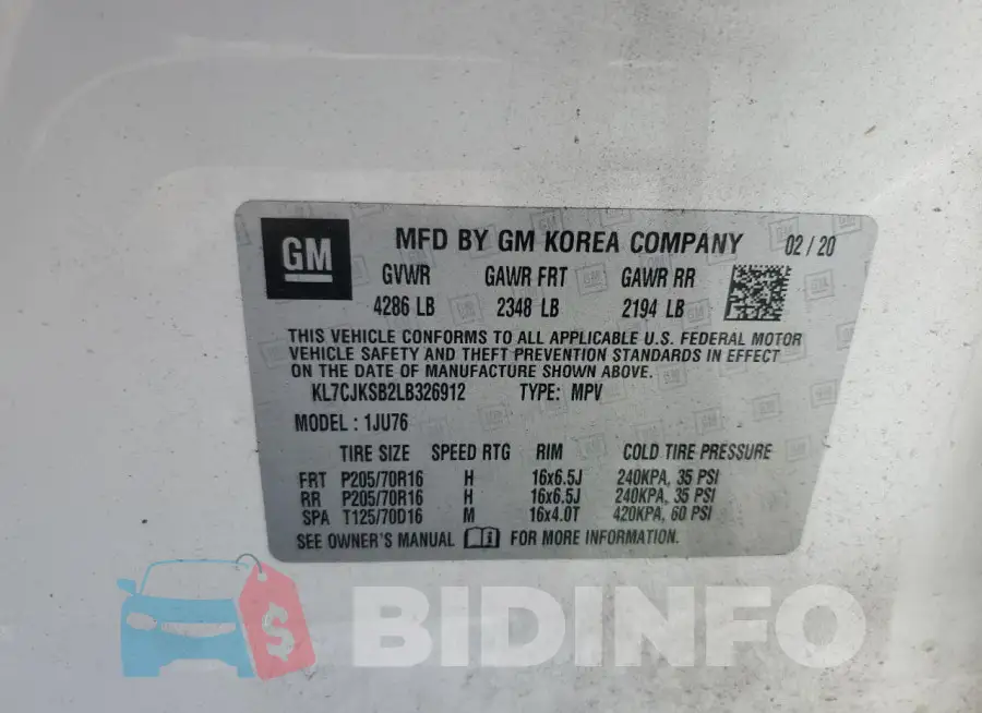 KL7CJKSB2LB326912 Photo# 13