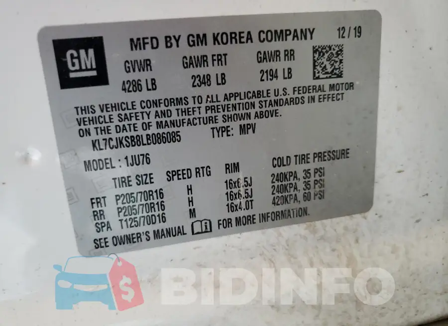 KL7CJKSB8LB086085 Photo# 13
