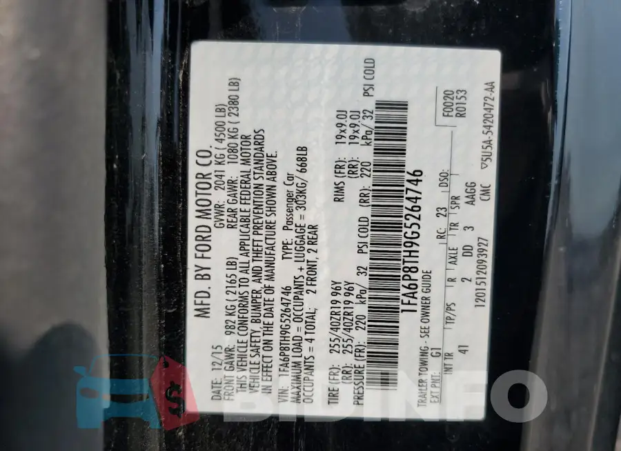 1FA6P8TH9G5264746 Photo# 12