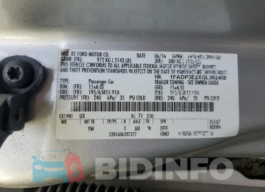 1FADP3E2XGL362408 Photo# 13