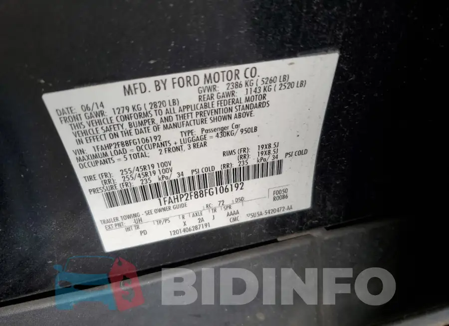 1FAHP2F88FG106192 Photo# 12