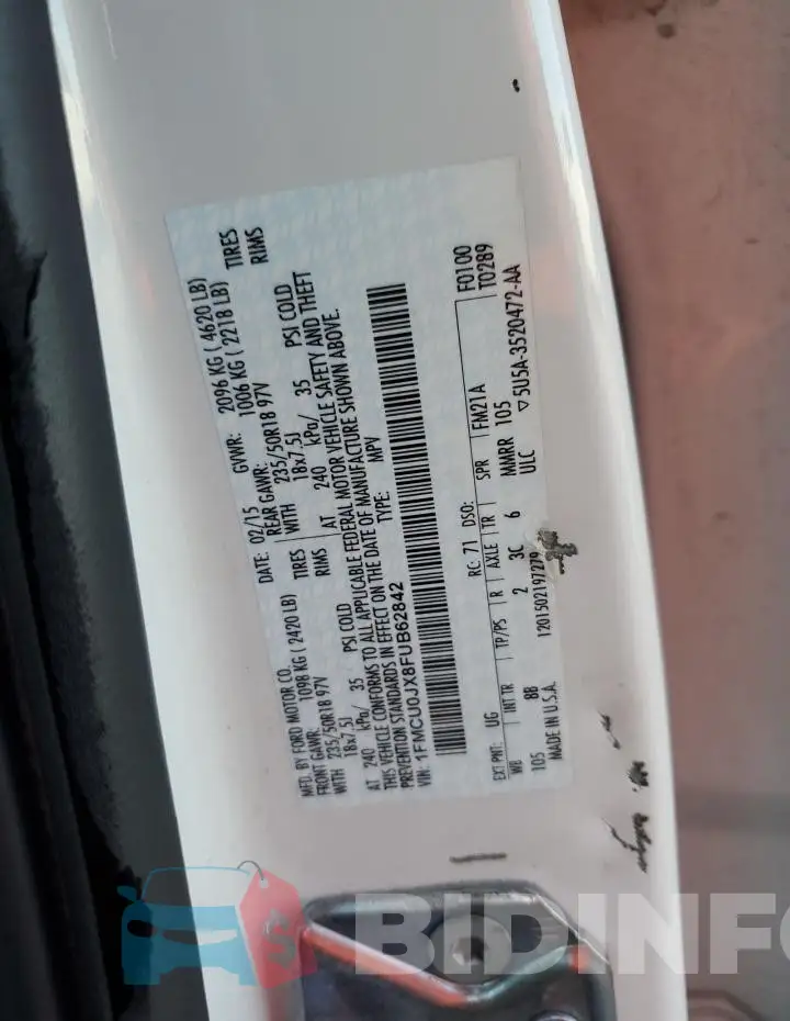1FMCU0JX8FUB62842 Photo# 12