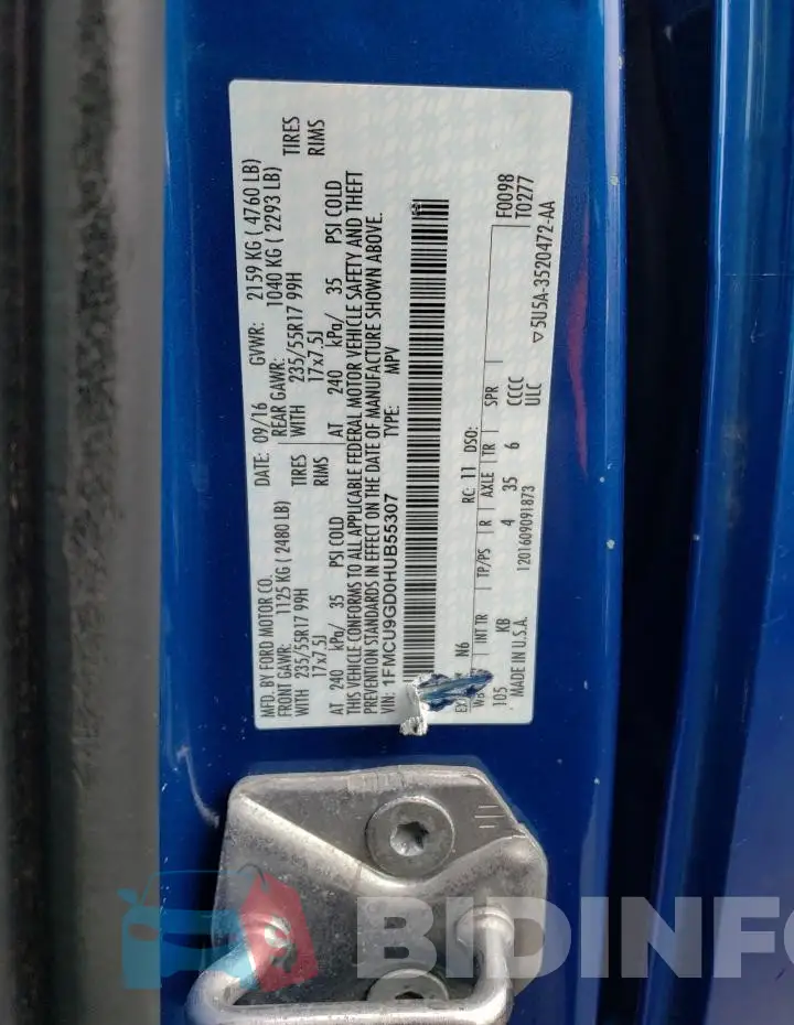 1FMCU9GD0HUB55307 Photo# 12