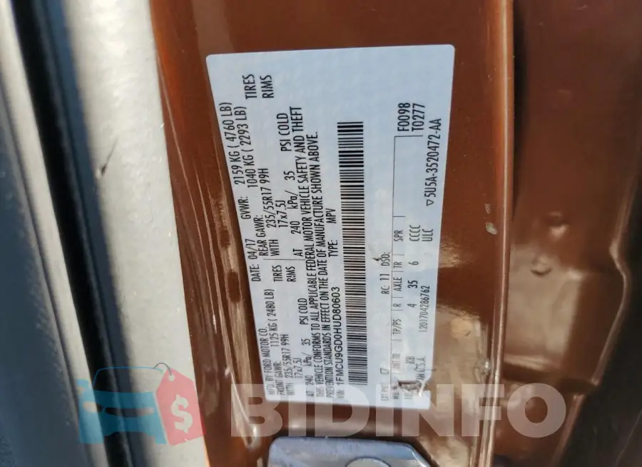 1FMCU9GD0HUD80603 Photo# 13