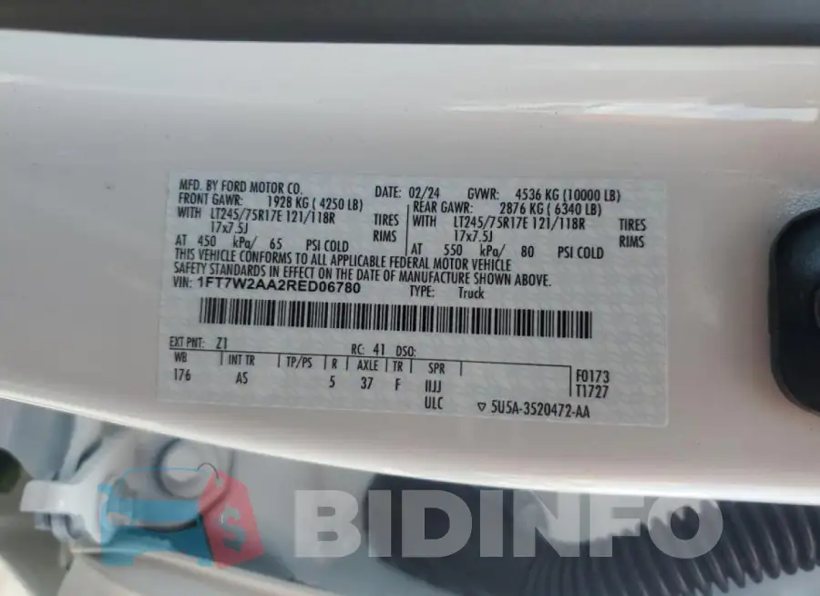 1FT7W2AA2RED06780 Photo# 12