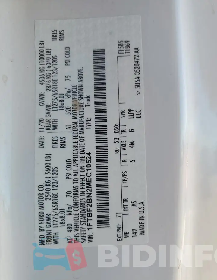 1FTBF2BN2MEC10524 Photo# 12