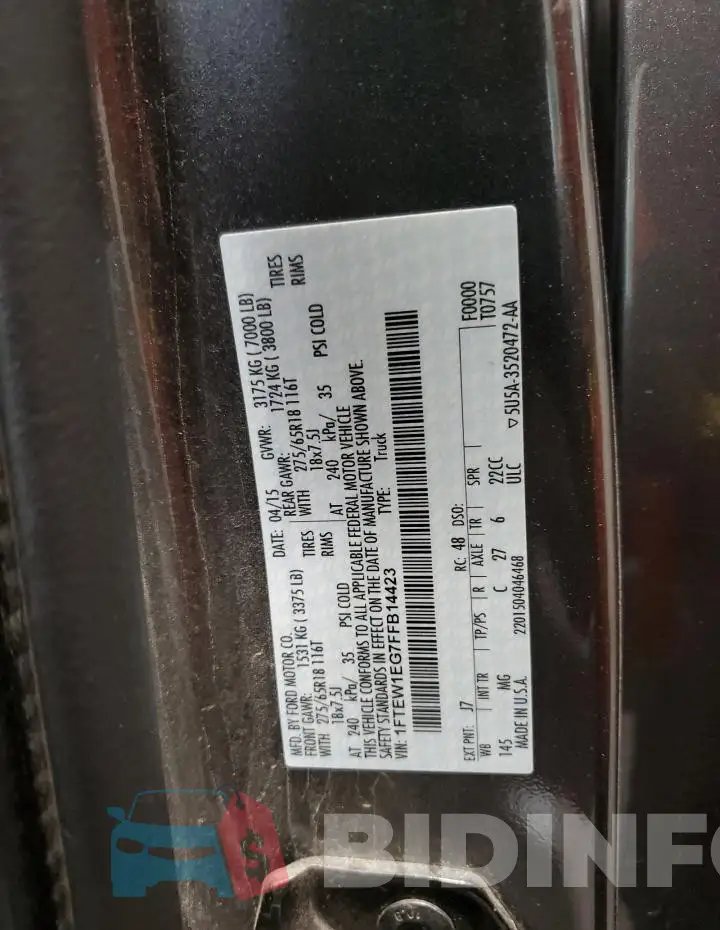 1FTEW1EG7FFB14423 Photo# 12