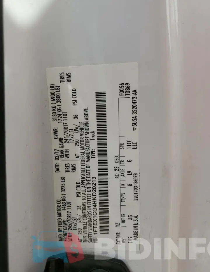1FTEX1CG4HKD20213 Photo# 13