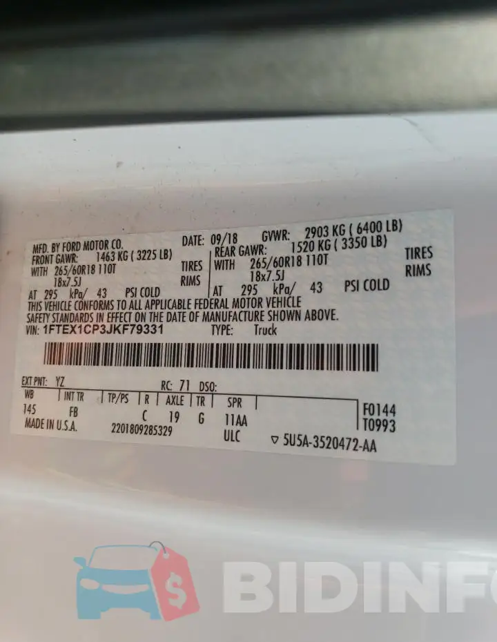 1FTEX1CP3JKF79331 Photo# 12
