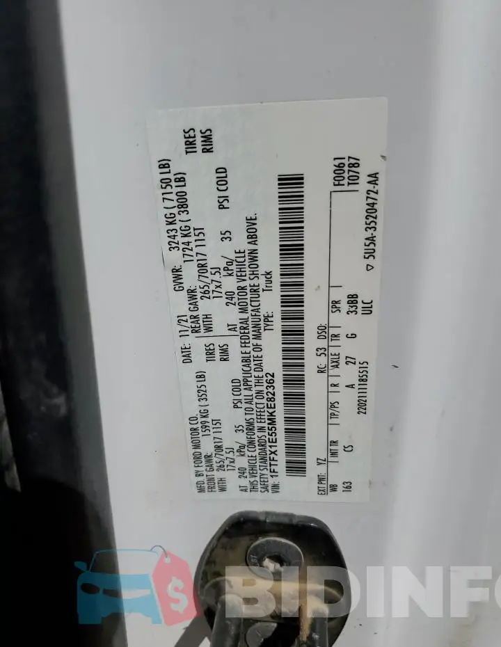 1FTFX1E55MKE82362 Photo# 12