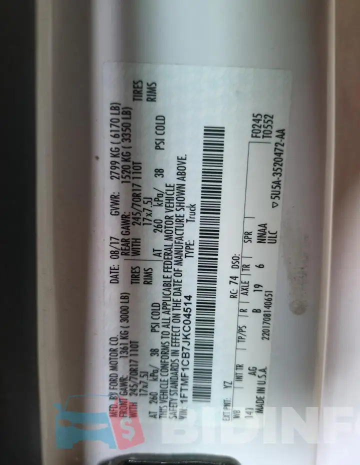 1FTMF1CB7JKC04514 Photo# 12