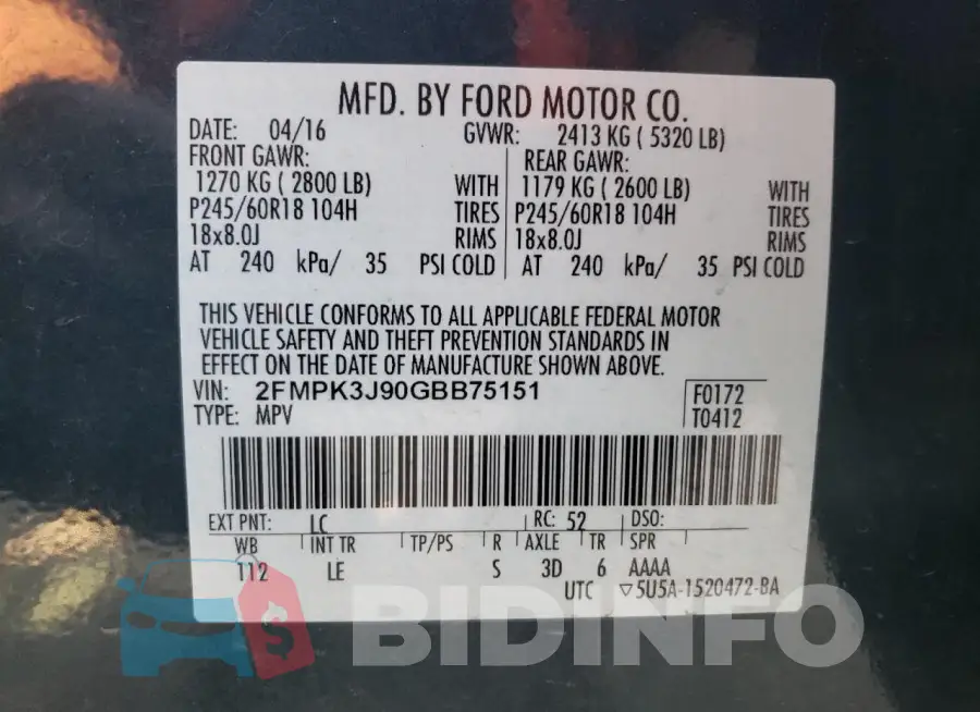 2FMPK3J90GBB75151 Photo# 13