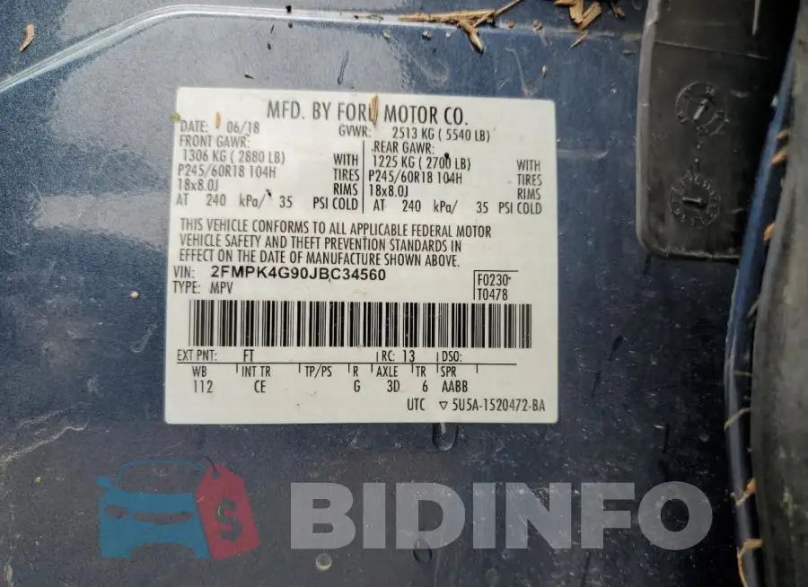 2FMPK4G90JBC34560 Photo# 13