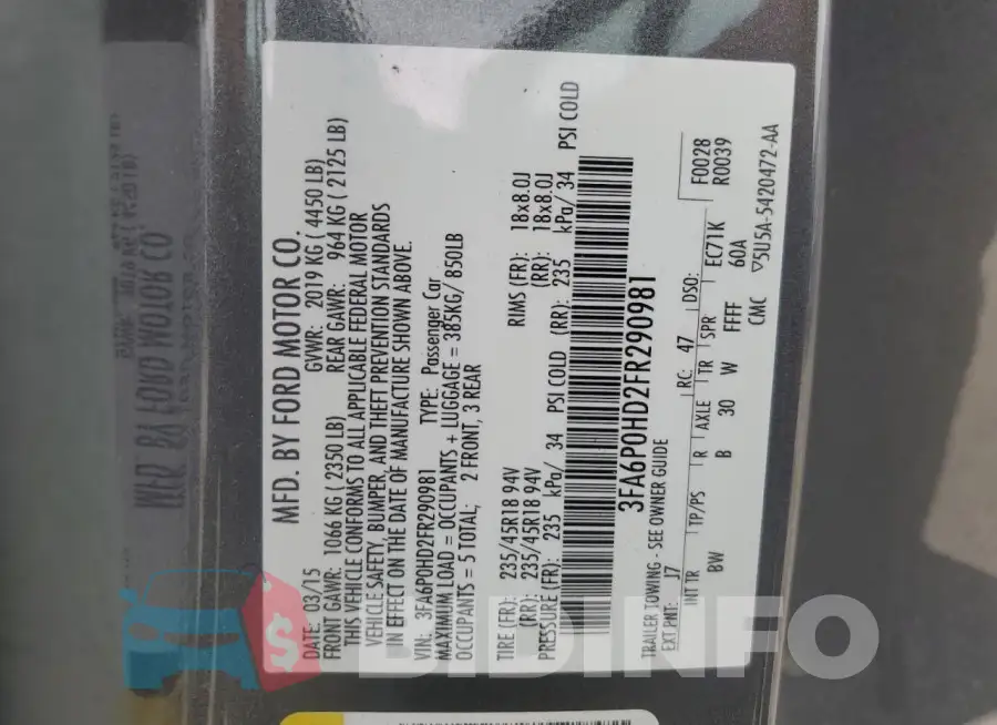 3FA6P0HD2FR290981 Photo# 12