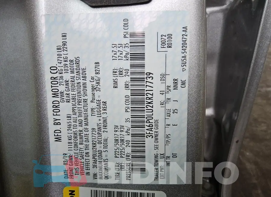 3FA6P0LU2KR217739 Photo# 12
