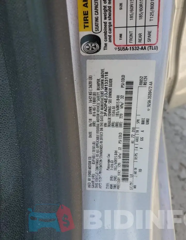 3FADP4EJ3JM133118 Photo# 12