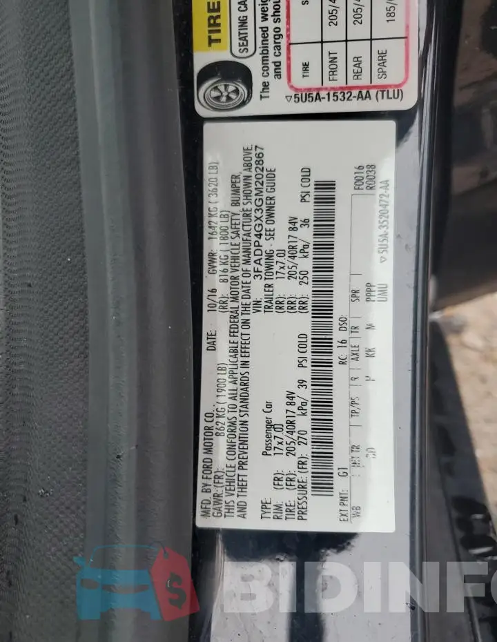 3FADP4GX3GM202867 Photo# 13