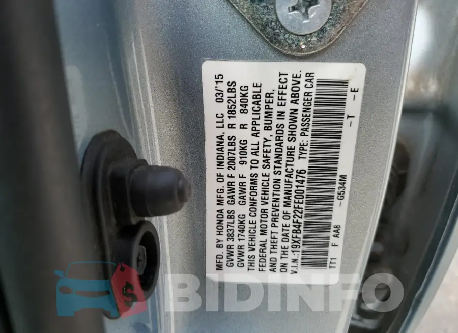 19XFB4F22FE001476 Photo# 13
