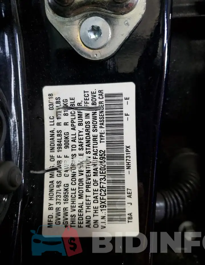 19XFC2F73JE028952 Photo# 12