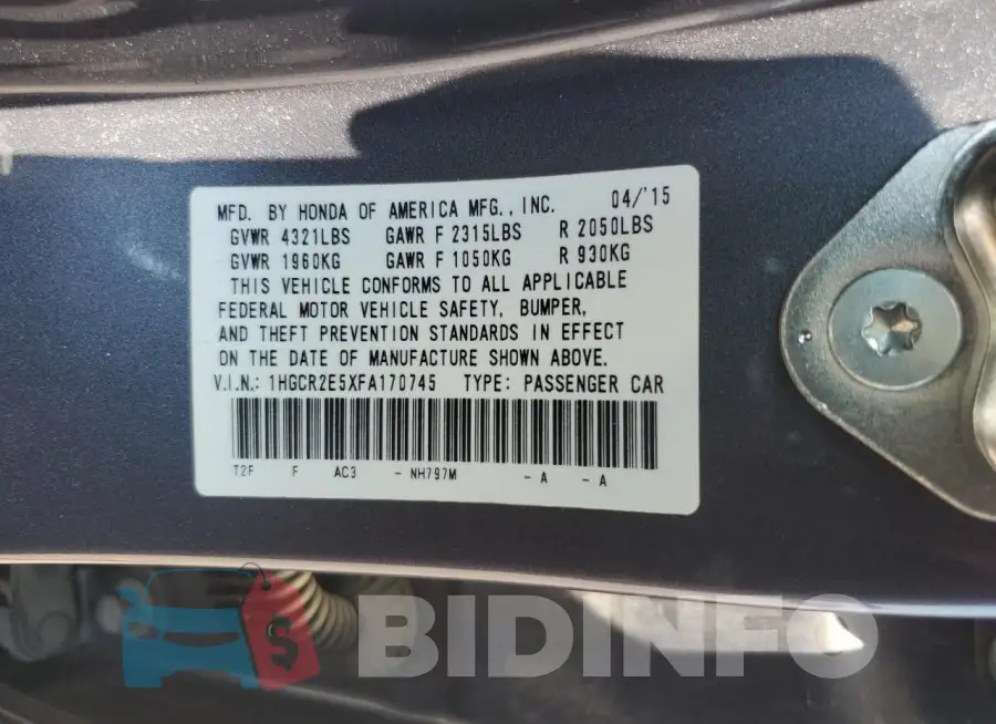 1HGCR2E5XFA170745 Photo# 12