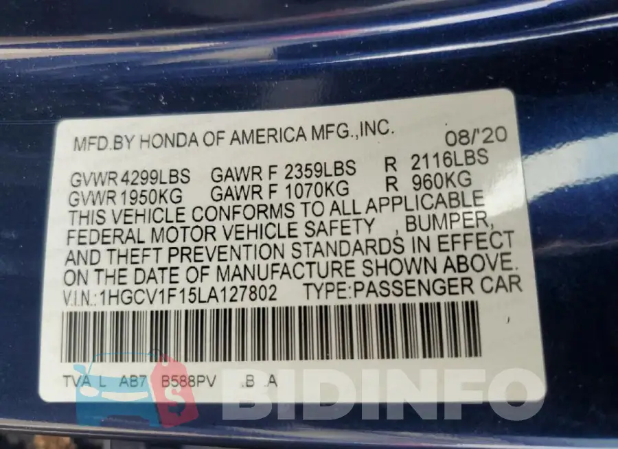 1HGCV1F15LA127802 Photo# 13