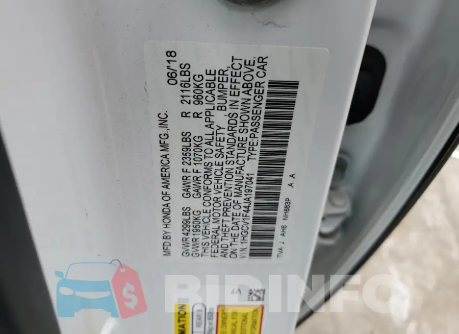 1HGCV1F44JA197041 Photo# 12