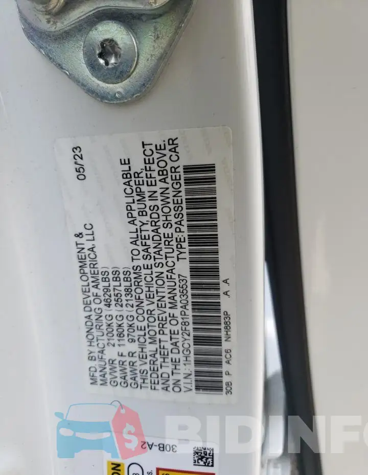 1HGCY2F81PA035537 Photo# 13