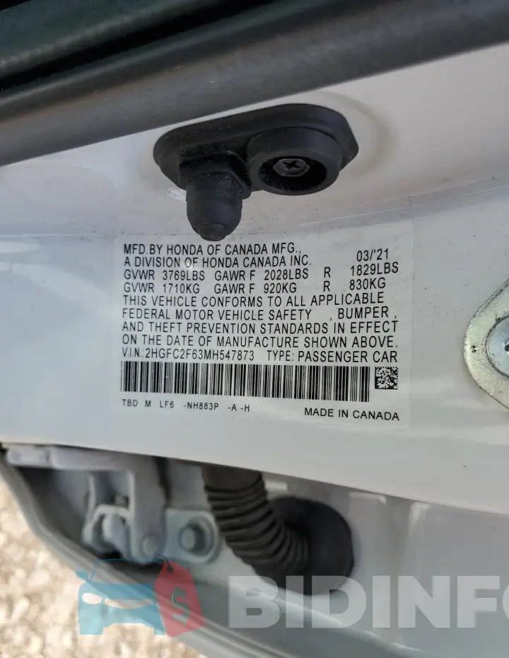 2HGFC2F63MH547873 Photo# 12