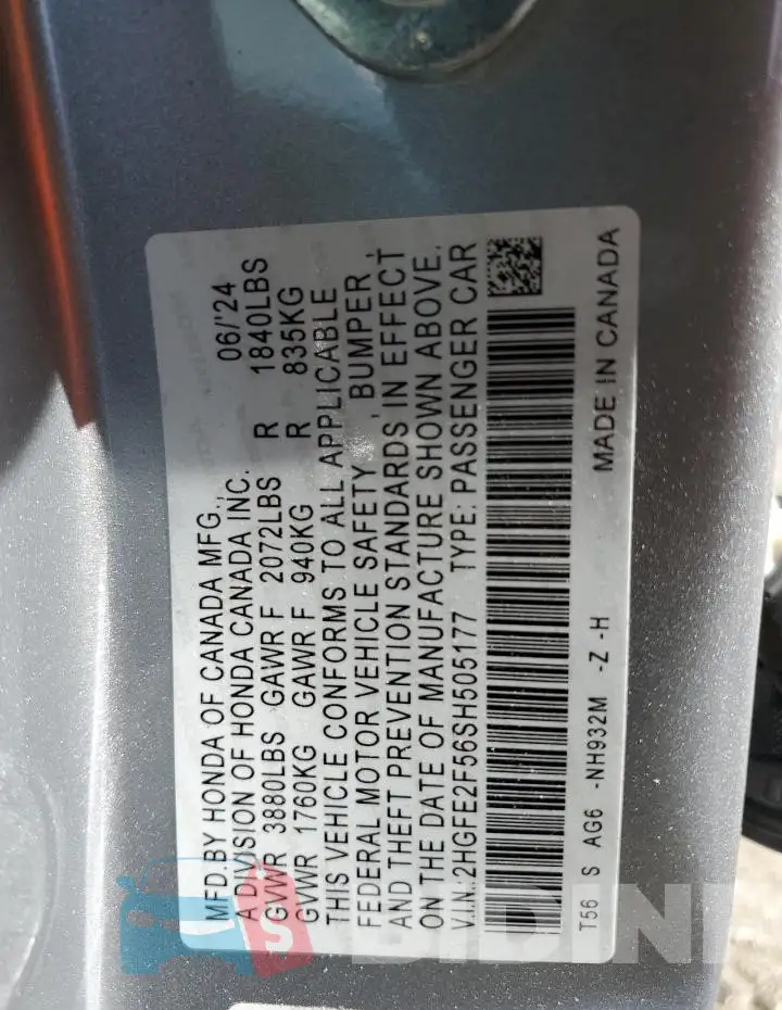 2HGFE2F56SH505177 Photo# 12