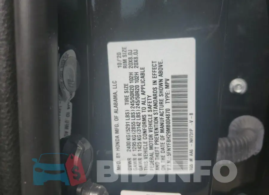 5FNYF8H29MB004870 Photo# 13