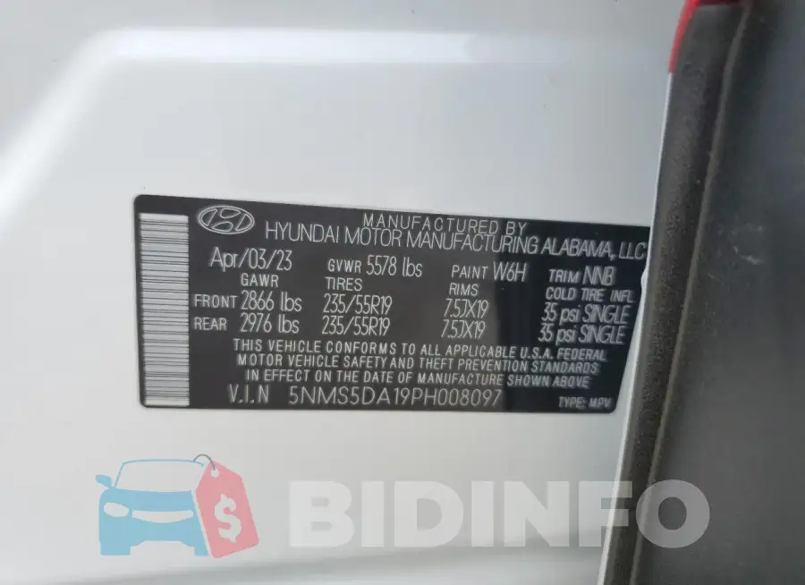 5NMS5DA19PH008097 Photo# 13
