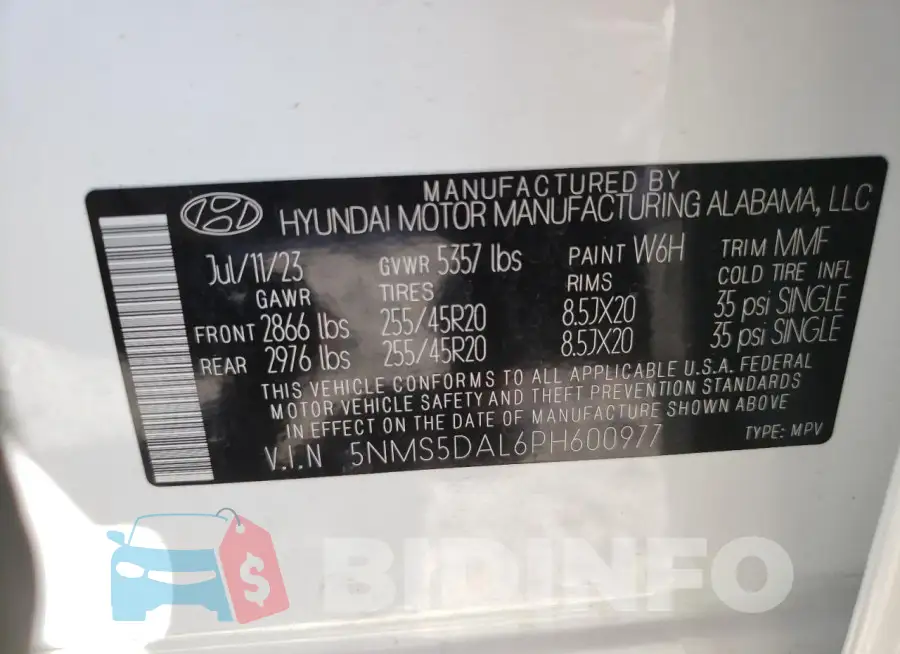 5NMS5DAL6PH600977 Photo# 13