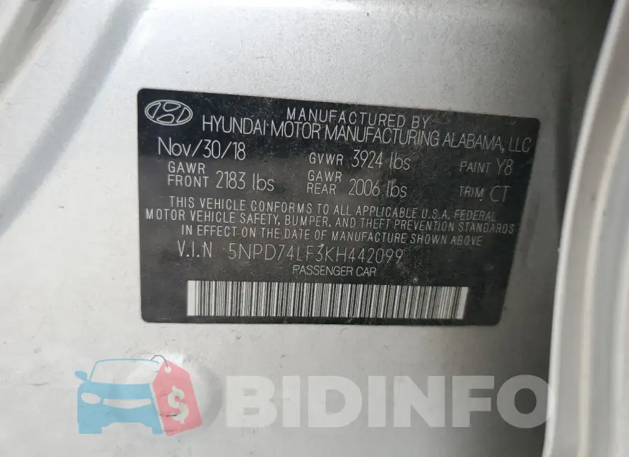 5NPD74LF3KH442099 Photo# 12